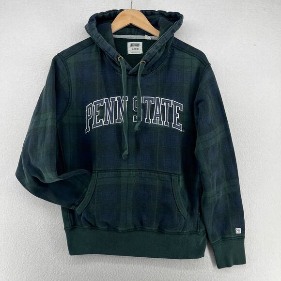 PENN STATE Hoodie Adult M NITTANY LIONS PSU Sweatshirt Blackwatch Plaid Green - Picture 1 of 15